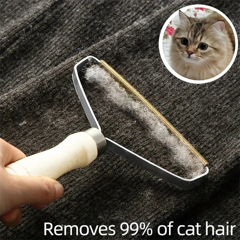 Cat Hair Removal Brush with Wooden Handle