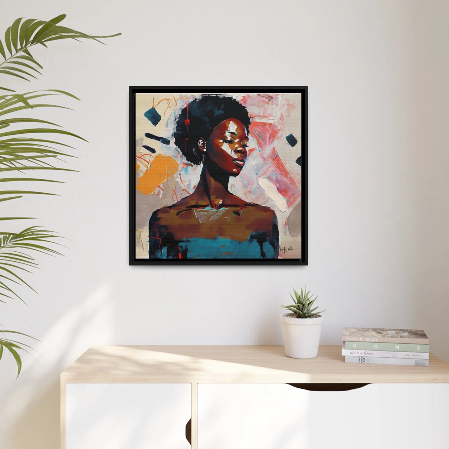 African American Soul Portrait Canvas Wall Art with Frame