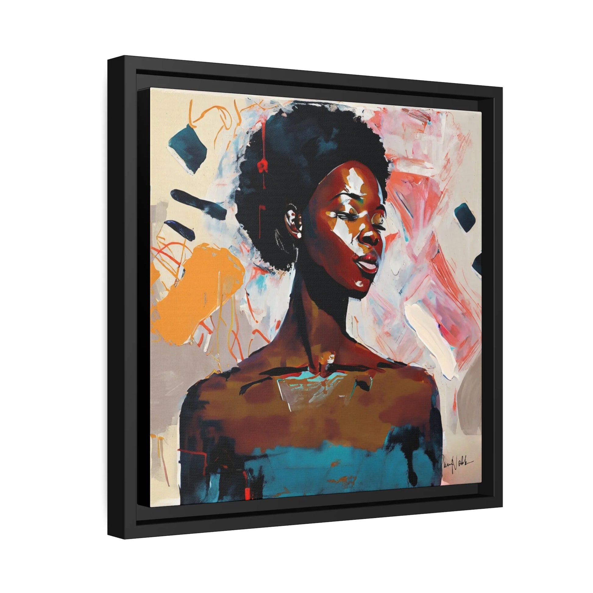 African American Soul Portrait Canvas Wall Art with Frame