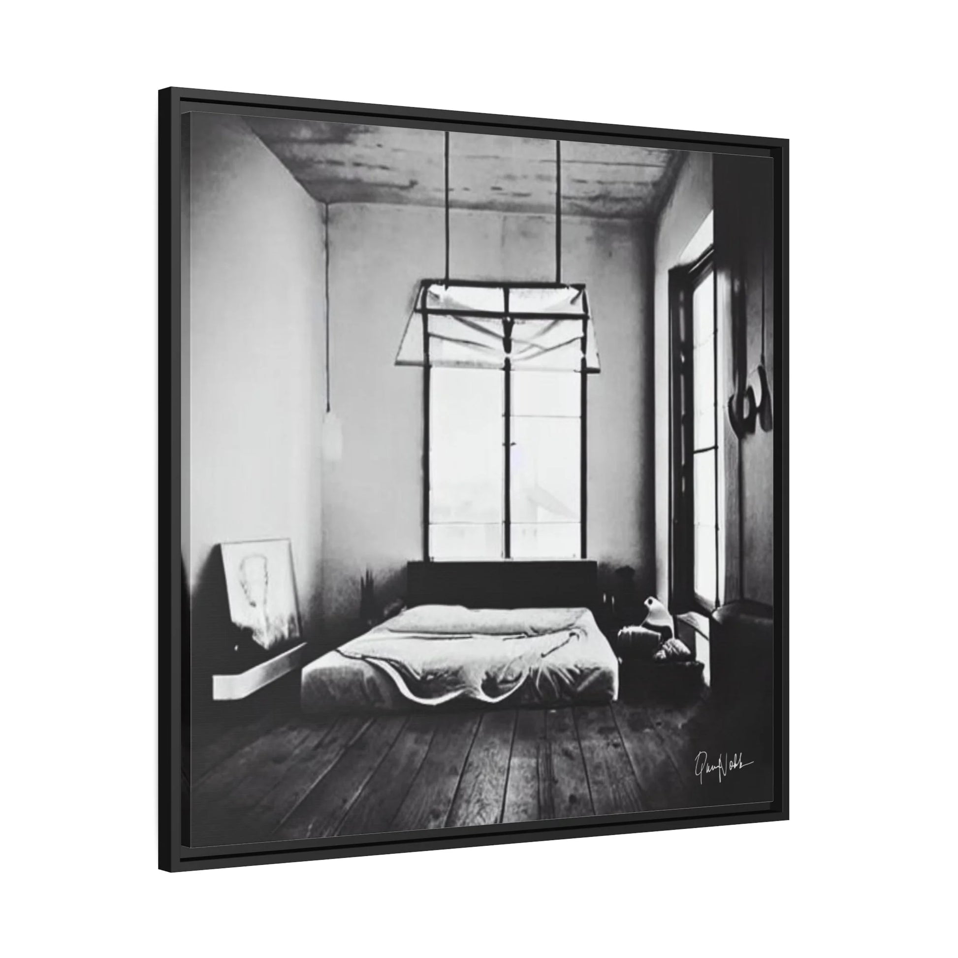 BED BLACK and WHITE Fine Art Photography Canvas Prints with Frames