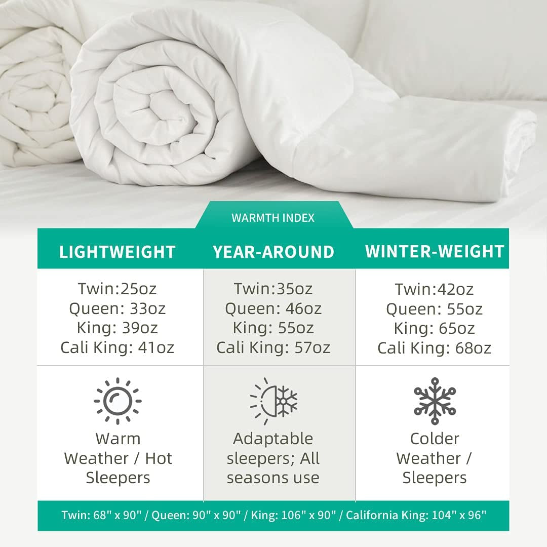 Heavyweight Goose Feather down Comforter California King Size - Ultra-Soft Luxury 750 Fill-Power Hotel-Style Thicker Winter Duvet Insert for Colder Weather/Sleeper (104X96, White)